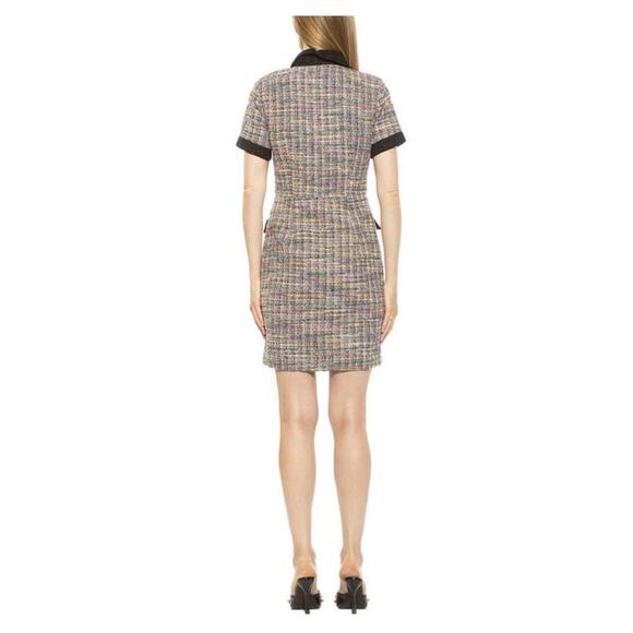 ALEXIA ADMOR Jenni Collar Button Down Tweed Shirt Mini Dress Size Medium Preppy - Picture 12 of 12